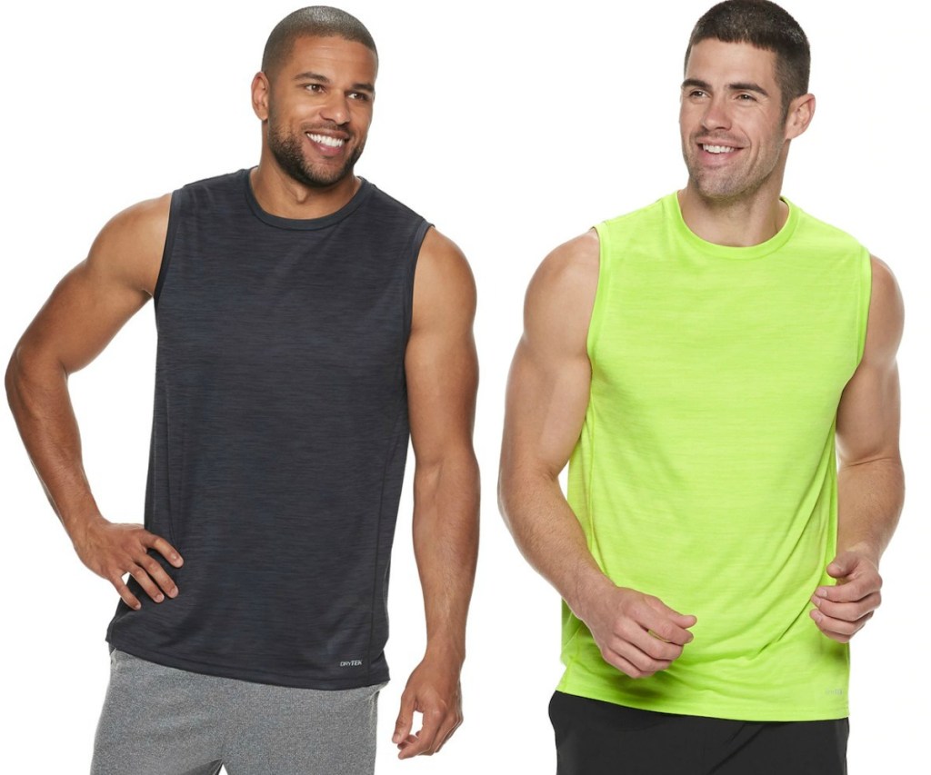 Two men wearing active tanks from Kohl's