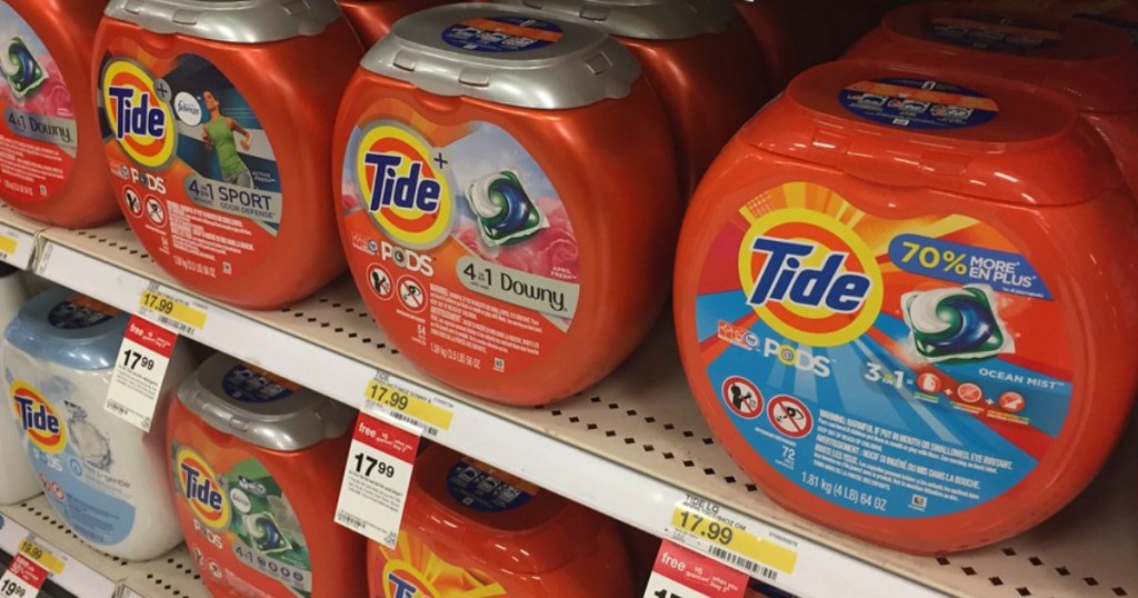 Tide pods at Target on shelf