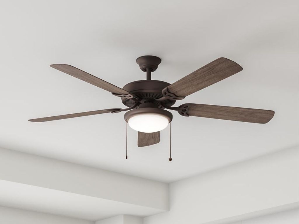 Trice 52 in. LED Espresso Bronze Ceiling Fan installed in ceiling