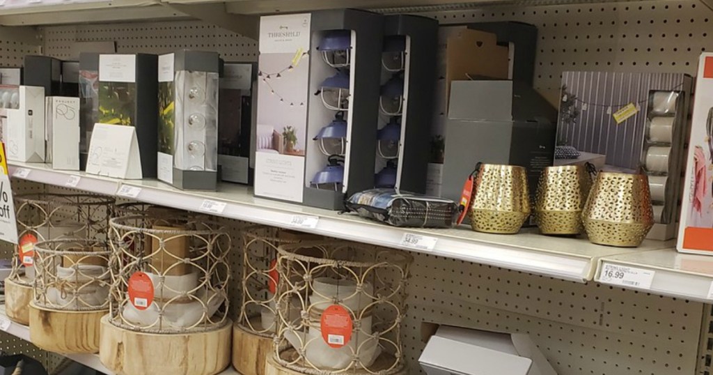 lanterns and lights on store shelf