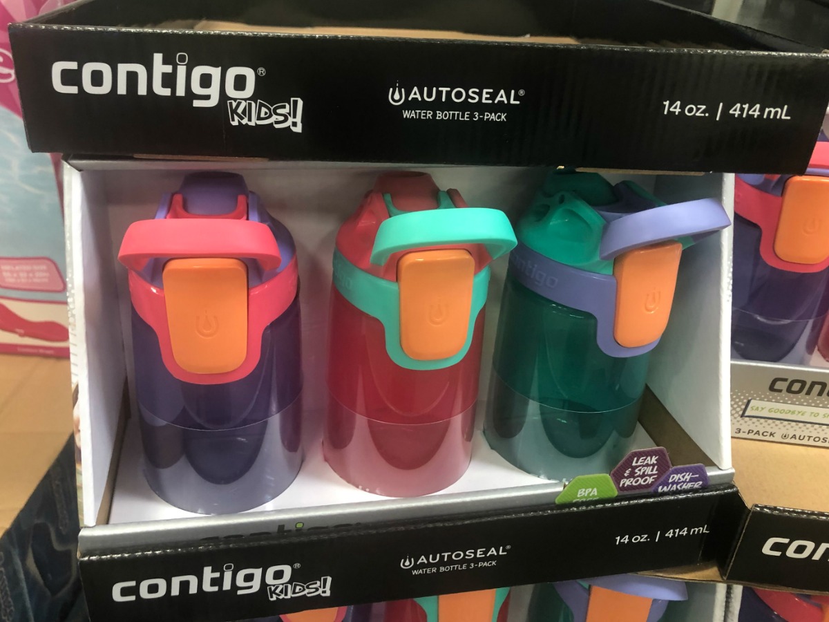 3 pack of kids water bottles on store shelf