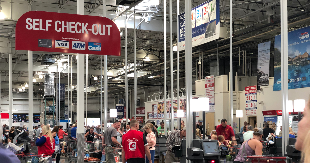 Self-checkout area at Costco