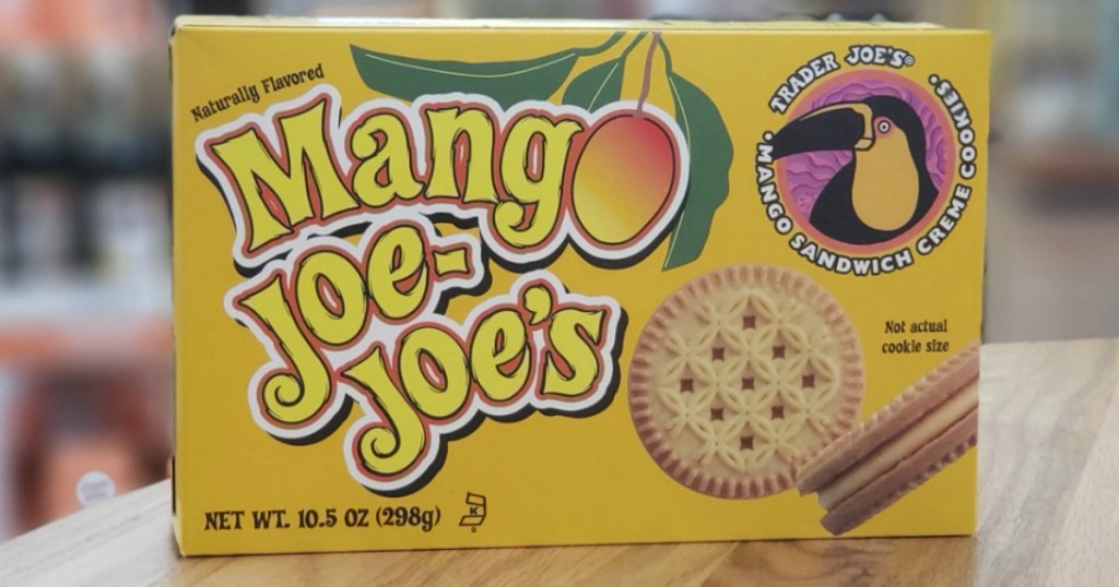 box of cookies with mango in them on table