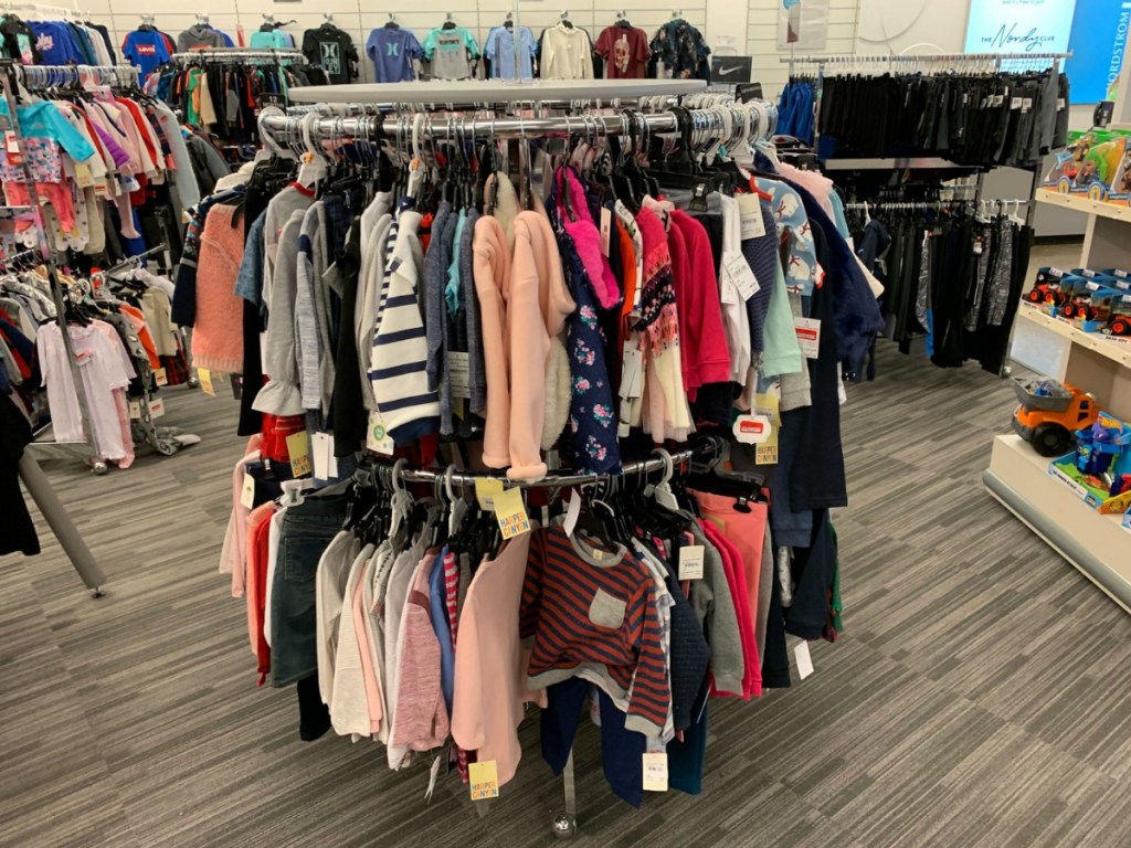 children's clothes on store rack