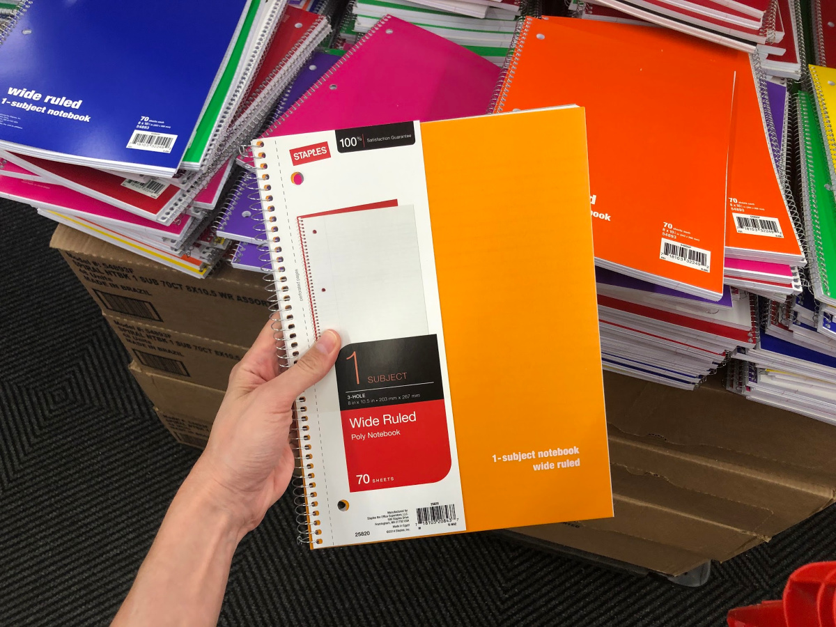 Staples wide ruled notebook