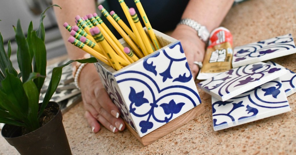 making a pencil holder diy gift for teachers