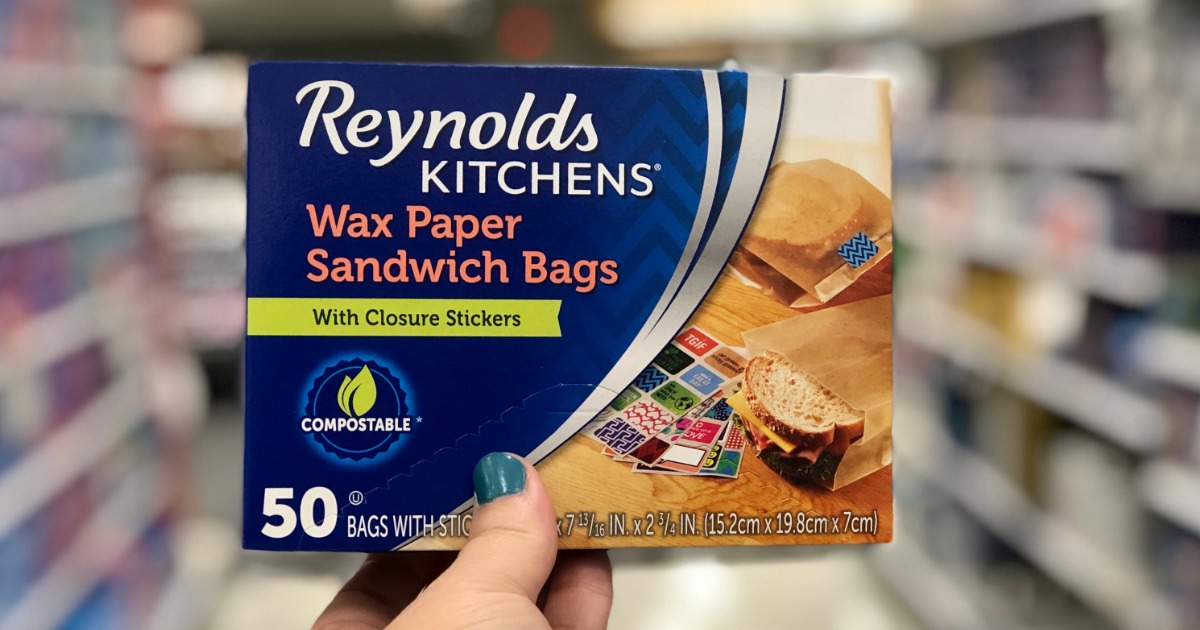 hand holding reynolds kitchen wax paper bags