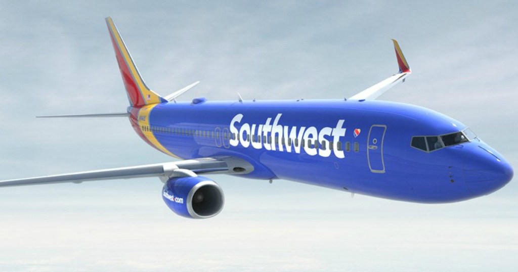 southwest airlines plane in flight