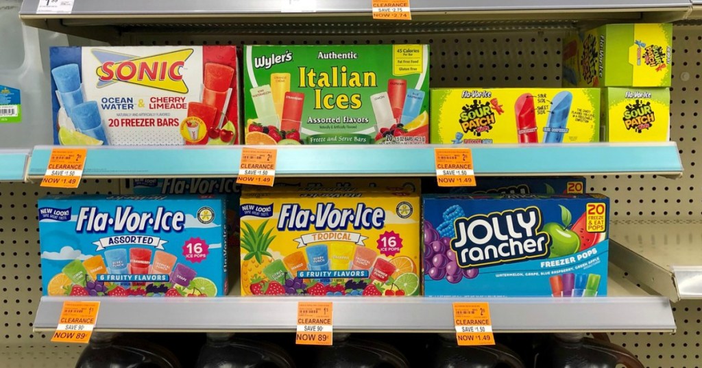 sonic, wyler's, fla-vor-ice and sour patch kids freezer pops on clearance at walgreens