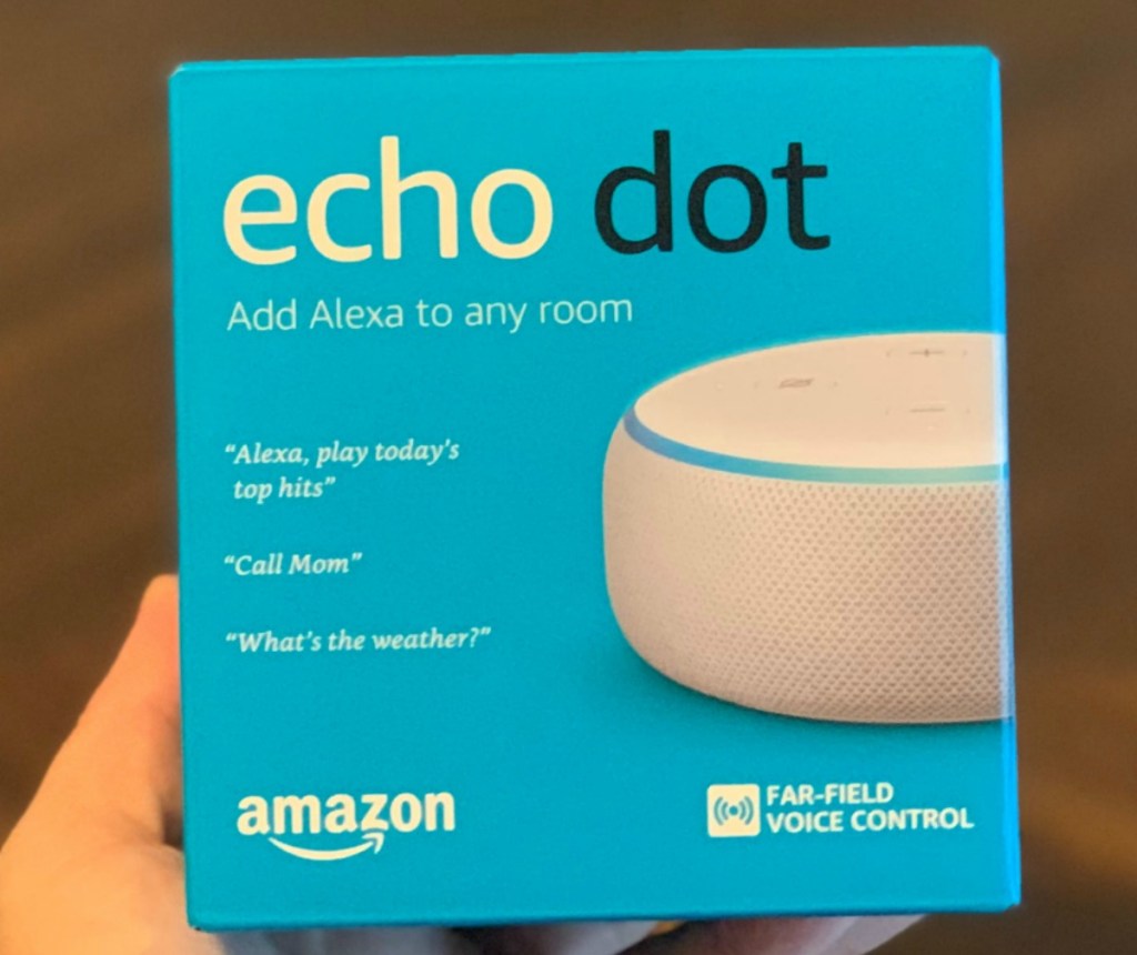 Amazon Echo Dot in hand