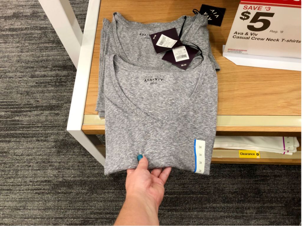 Grey Ava & Viv Crew Neck T-Shirt in Target