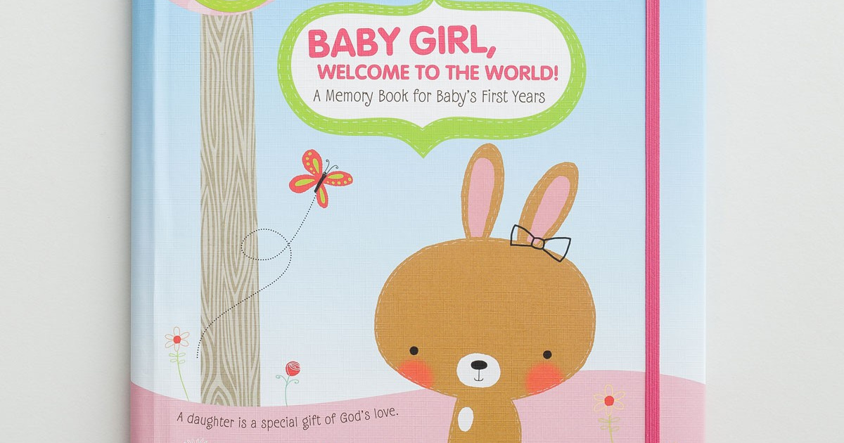 baby girl memory book with bunny on cover