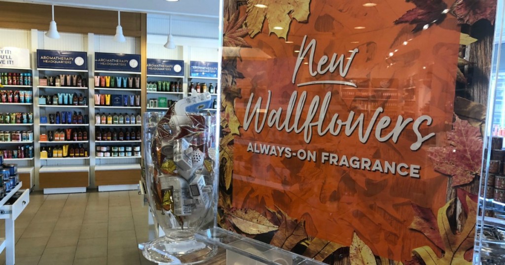 Bath & Body Works in-store display for Fall Wallflowers