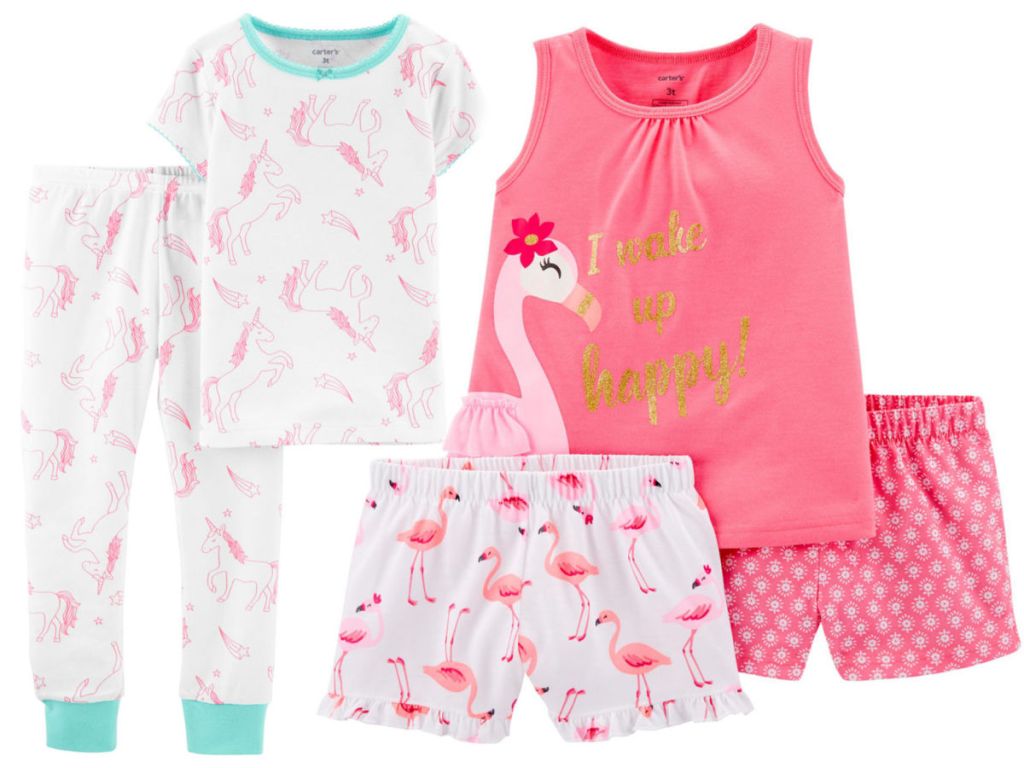 Carter's Unicorn Pajamas and Carter's Flamingo Pajamas