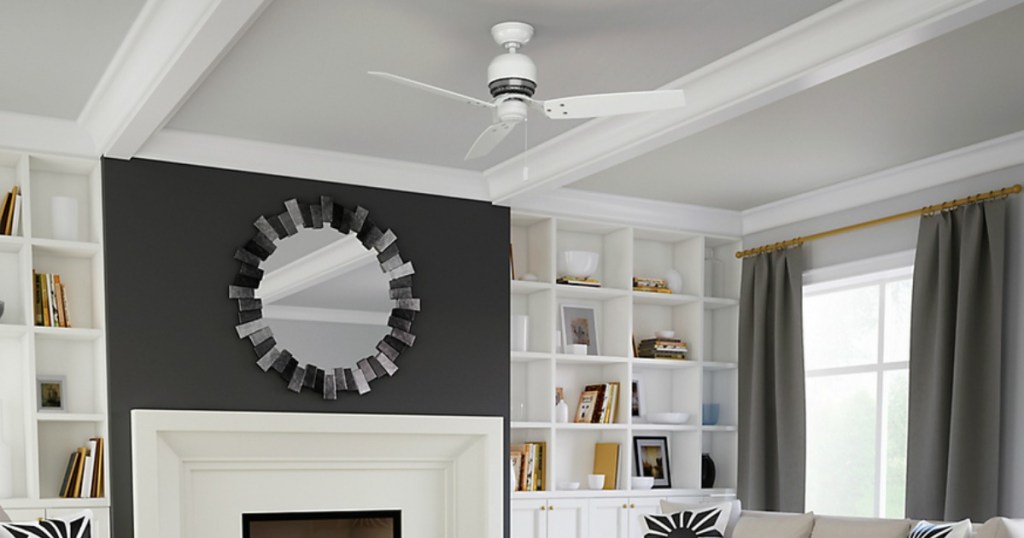 living room with ceiling fan