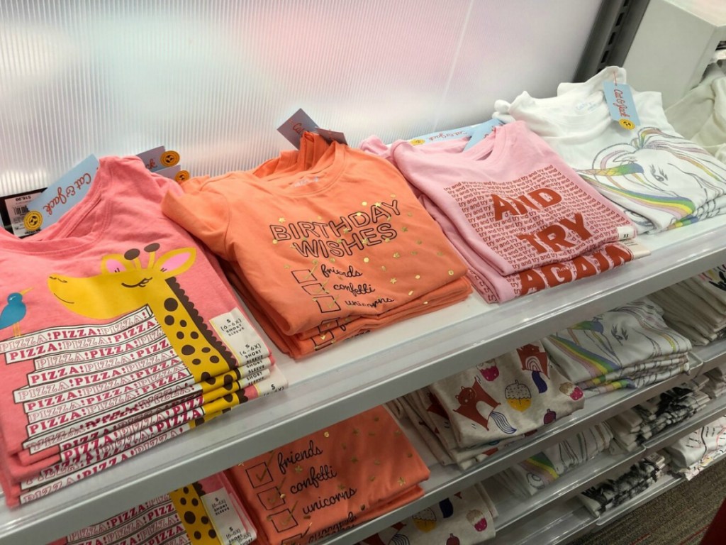 Cat & Jack Tees on Target display shelf