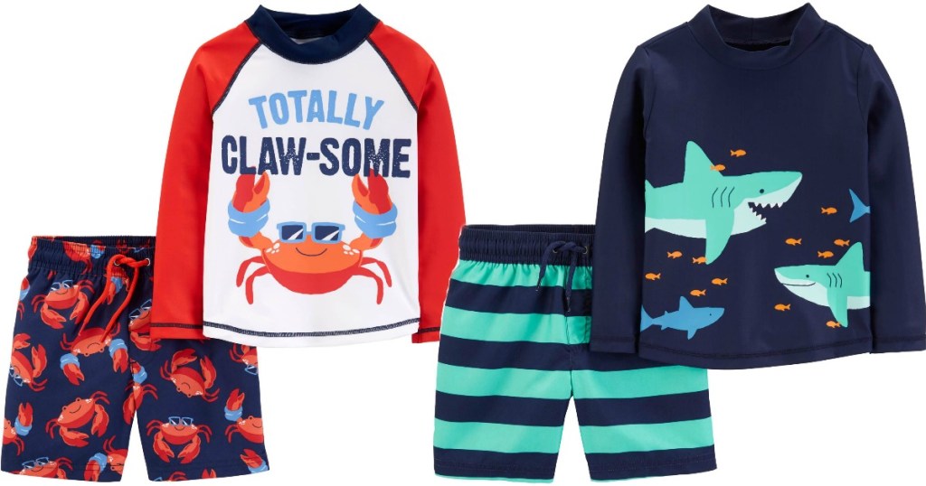 Carter's Rashguard Sets featuring shark and crab