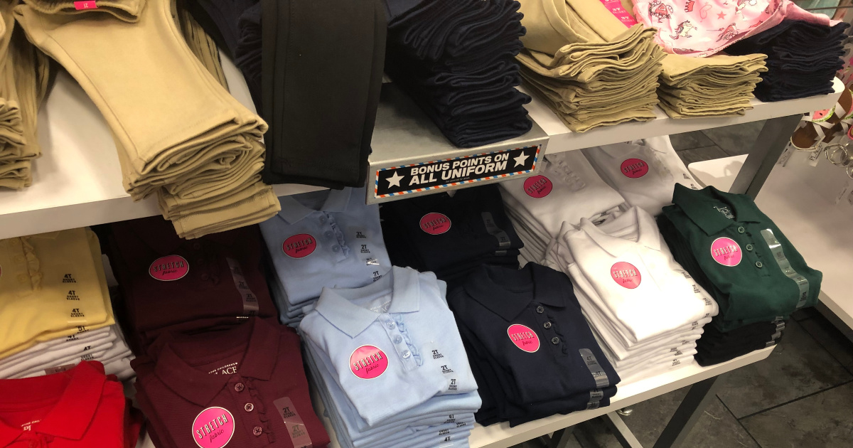 school uniforms on shelf at the childrens place