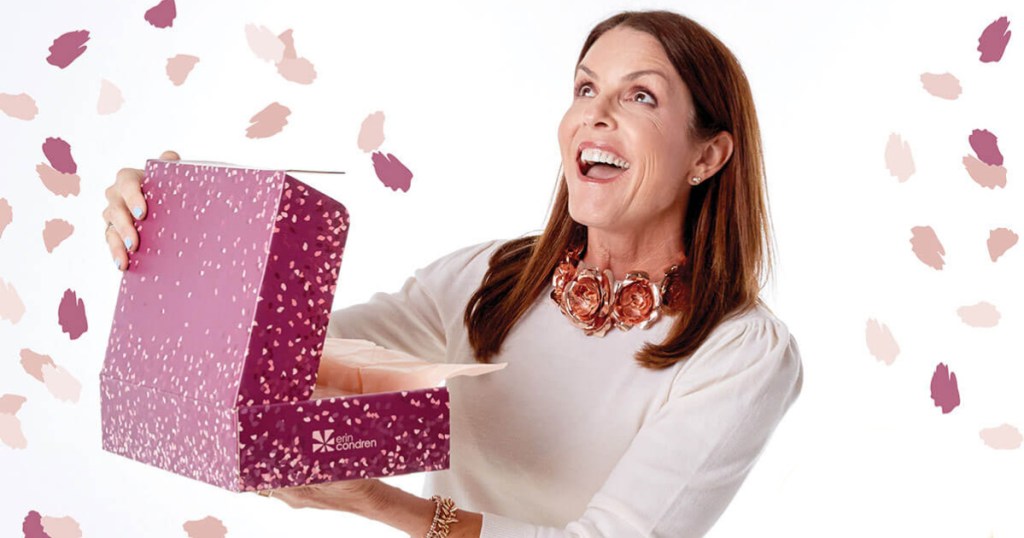 woman holding erin condren surprise box