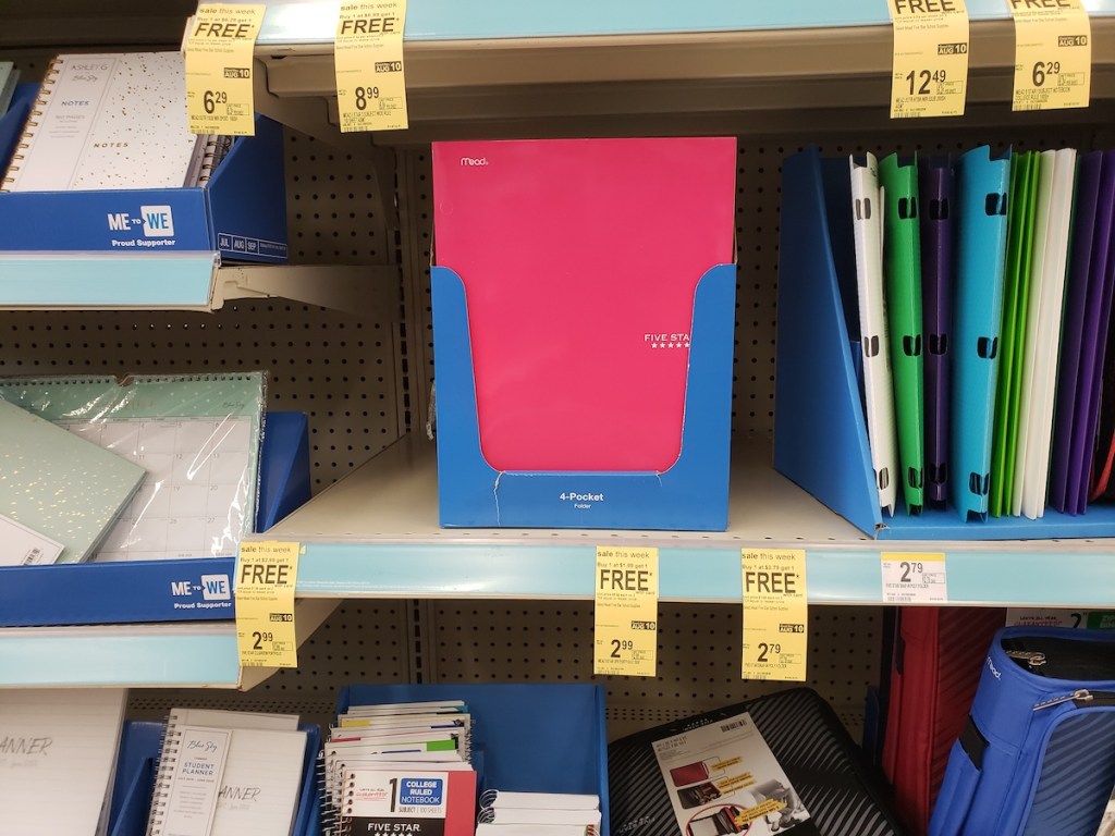 pink five star folder at walgreens