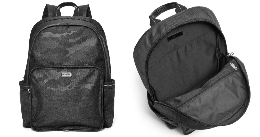 fossil travis black camo backpack