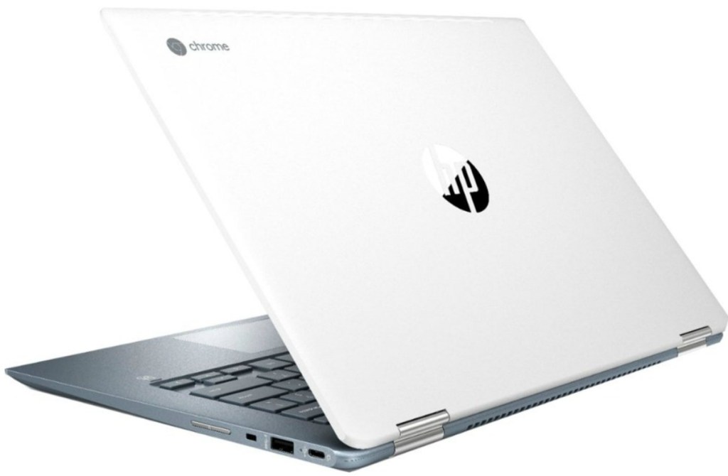 Chromebook from HP in white, backview