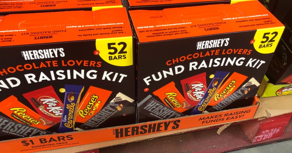 boxes of Hershey's fundraising kits at Sam's Club