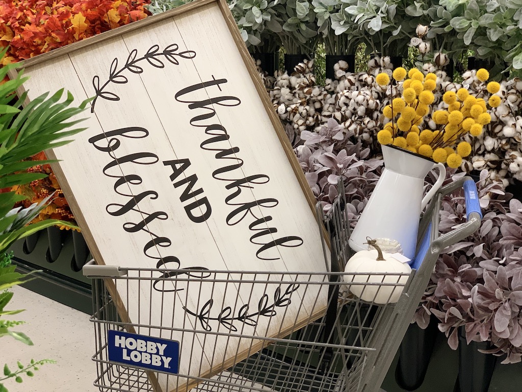 Hobby Lobby home decor in cart