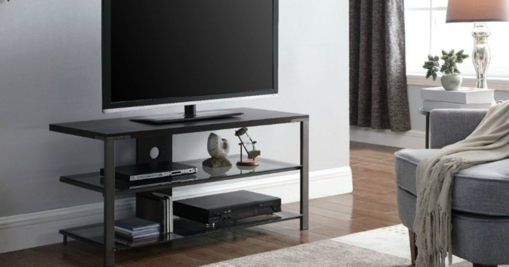 TV and stand in living room