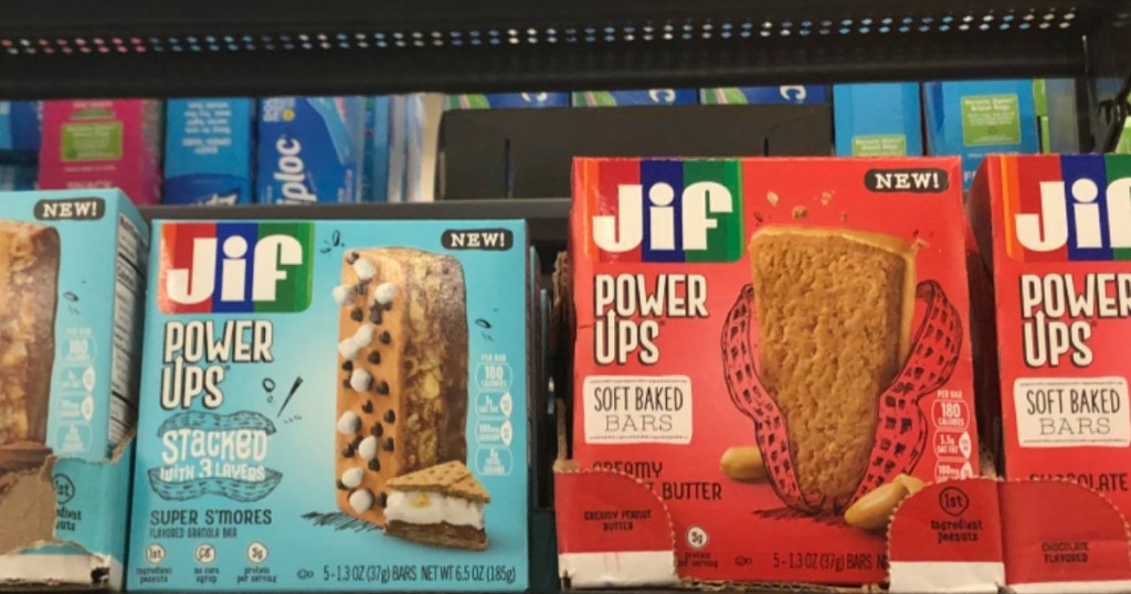 Jif Power Ups Bars on shelf at Walmart