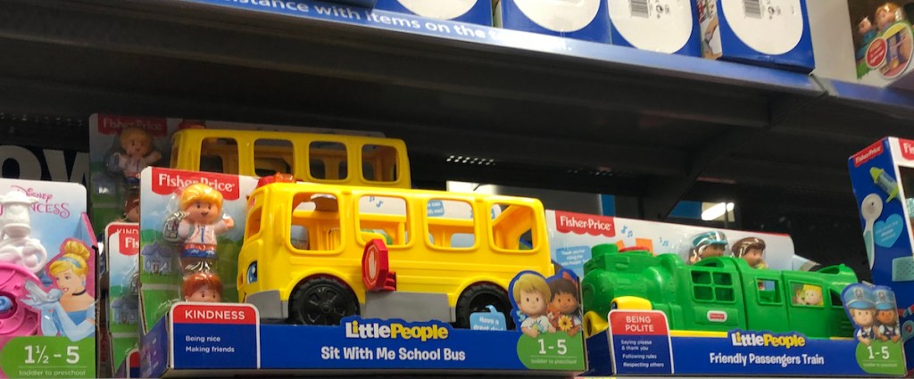 little people bus on shelf