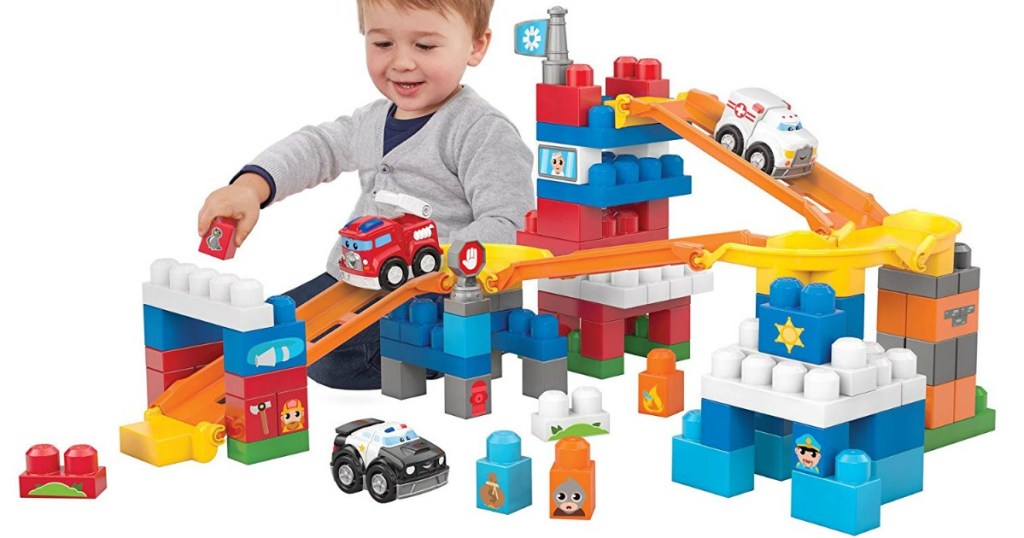 child playing with Mega Bloks