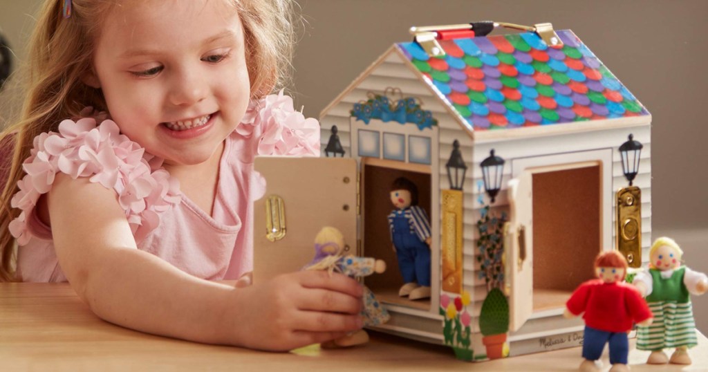 Melissa & Doug Take-Along Wooden Doorbell Dollhouse