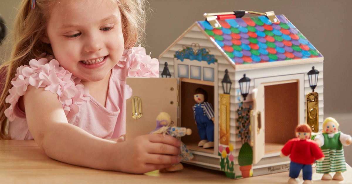 Melissa & Doug Take-Along Wooden Doorbell Dollhouse