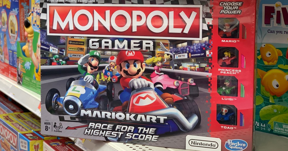 mario monopoly board game on shelf at store