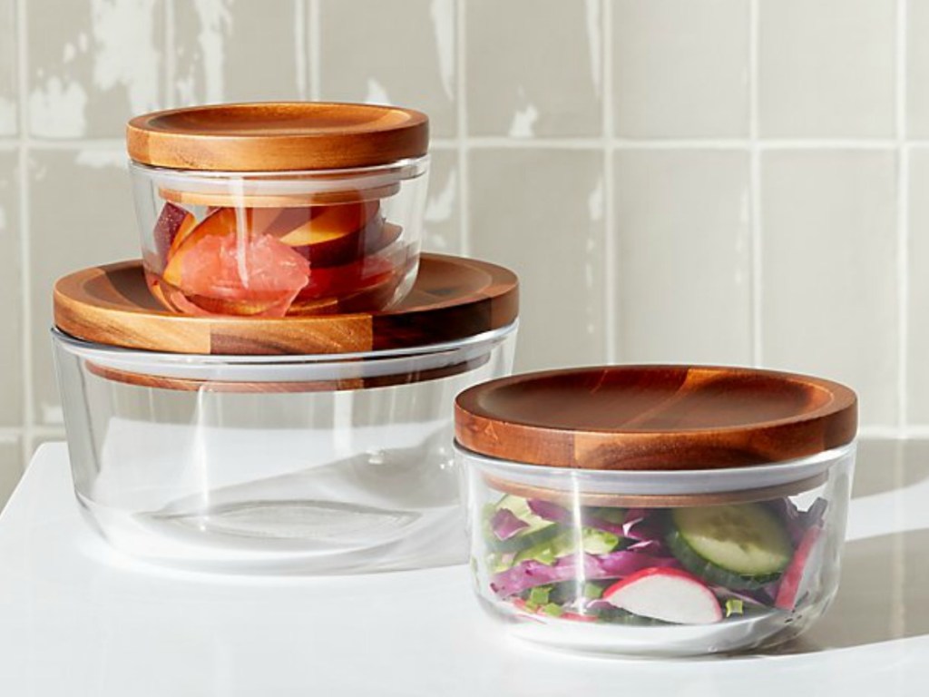 Pyrex Wood Lid 6-Piece Storage Set