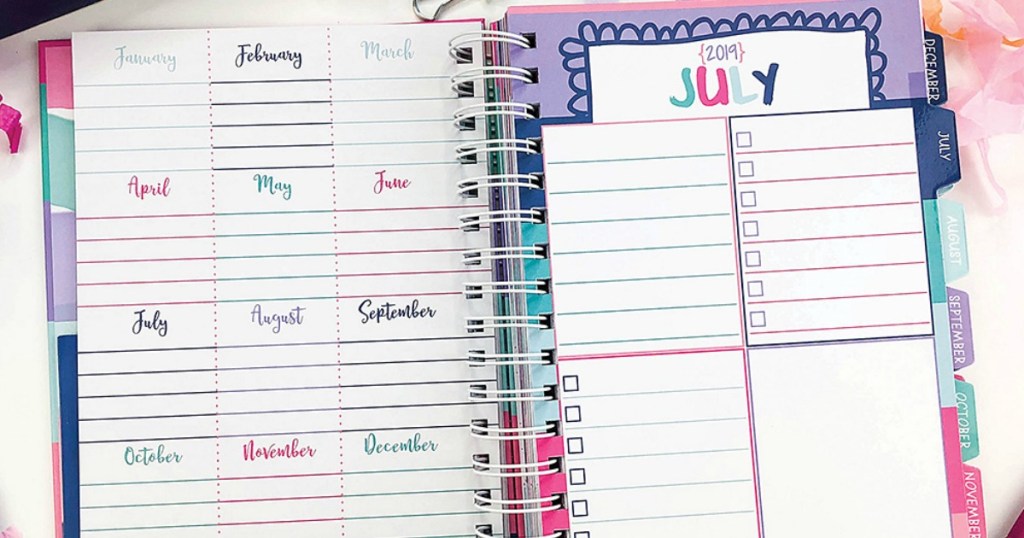 Reminder binder planner open to July