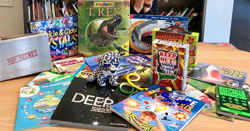 Scholastic Science Books on table