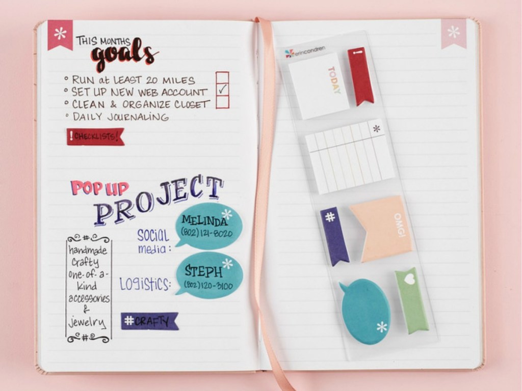 Sticky notes on journal