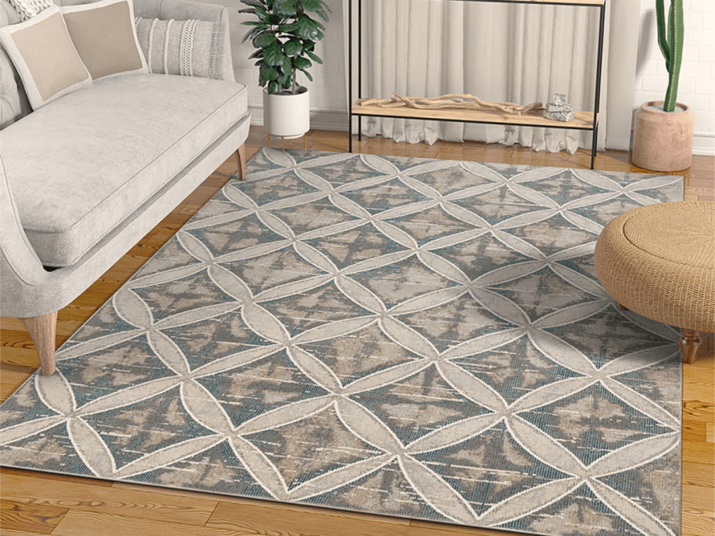 Well Woven Beige Contemporary Lattice Sofia Rug