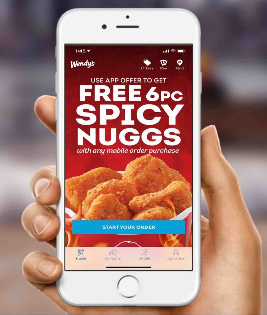 wendys spicy nuggets screen shot on phone