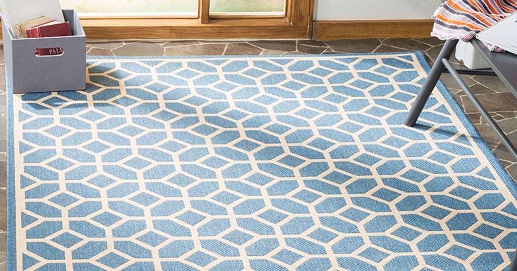 Zulily Blue & Cream Geometric Linden Rug 