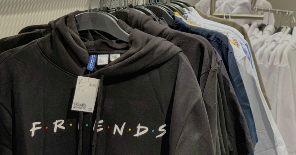 Friends black hoodies on a store rack