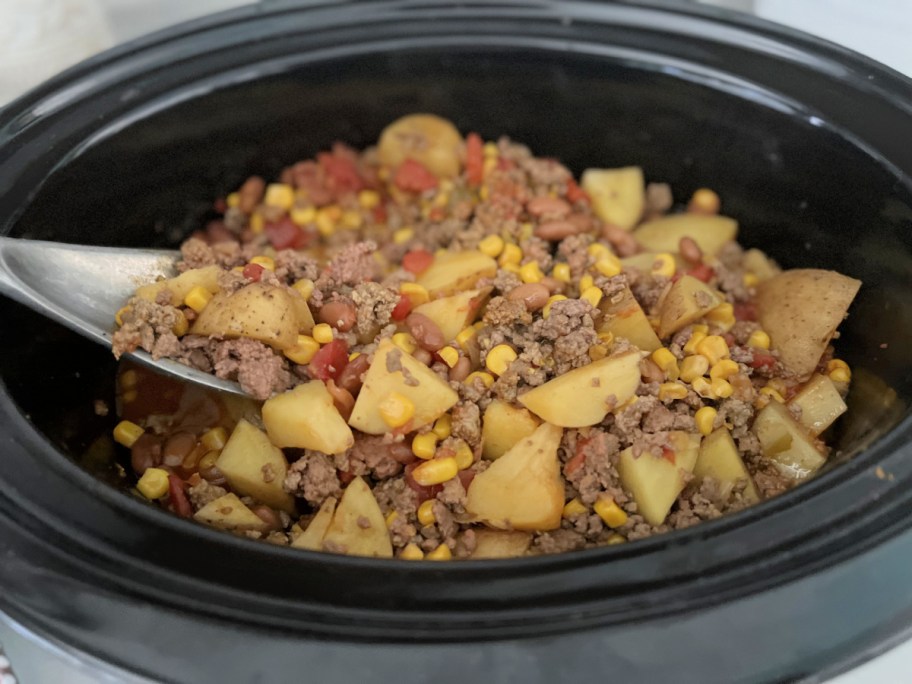 cowboy casserole Crock Pot supper after cooking