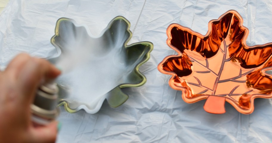 diy dollar tree leaf dish makeover