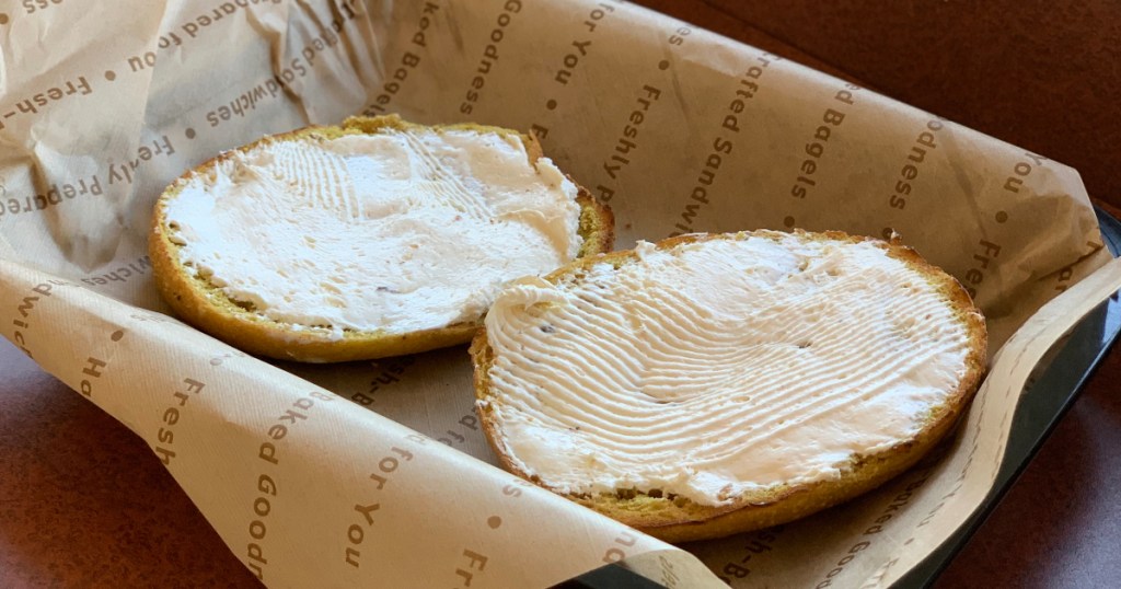 Einstein Bros. pumpkin bagels with cream cheese