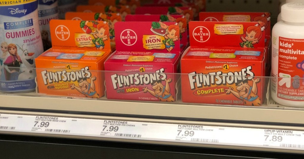 flintstones vitamins on a shelf at target