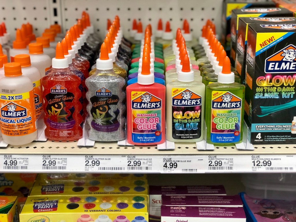 Target shelf full of Elmer's Glues