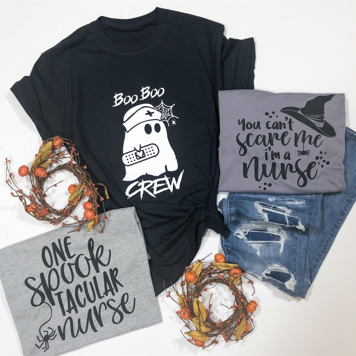 collection of Halloween nursing tees