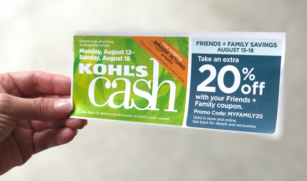 hand holding Kohl's Cash reward